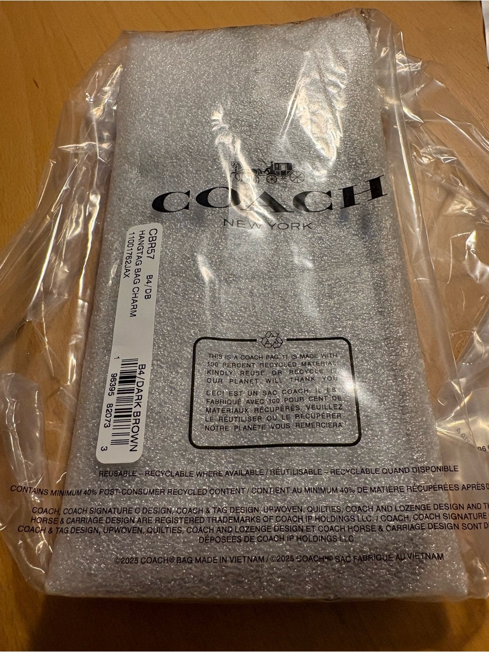 Coach XL HANG TAG Brown with Ball Chain - Picture 4 of 4